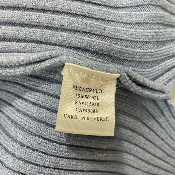 Princess Polly Cropped Ribbed Wool Blend Cardigan Sweater Blue M/L - Picture 7 of 7